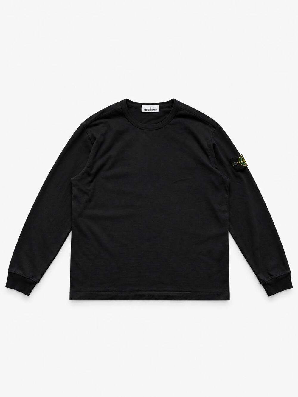 Stone Island Long Sleeve Cotton Tee Compass Patch Black L-XL